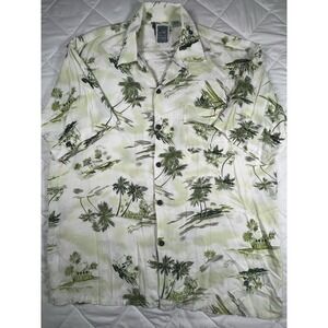 Vintage Ocean Current Hawaiian Shirt Large Rayon Tropical Aloha Y2K Surf